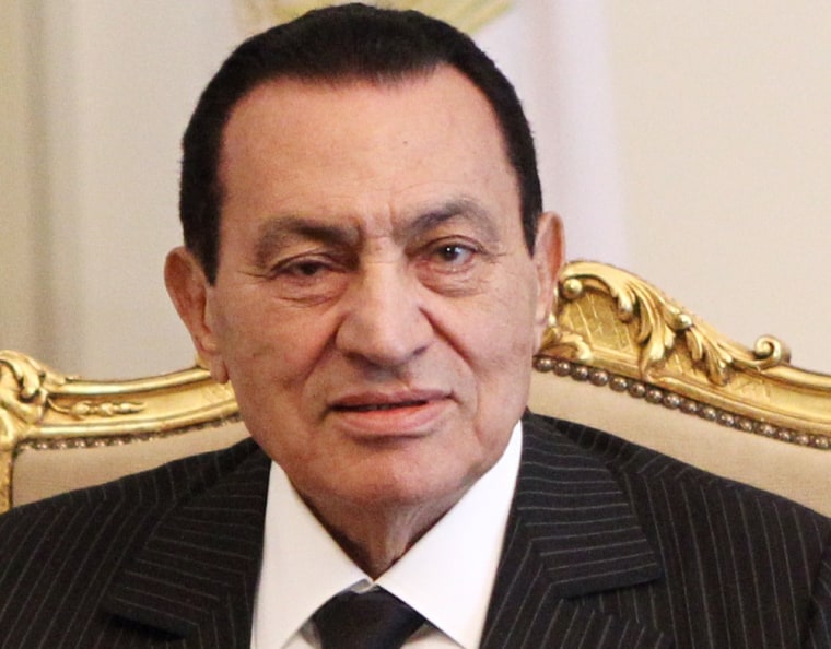 Hosni Mubarak is shown during a 2010 meeting in Cairo.