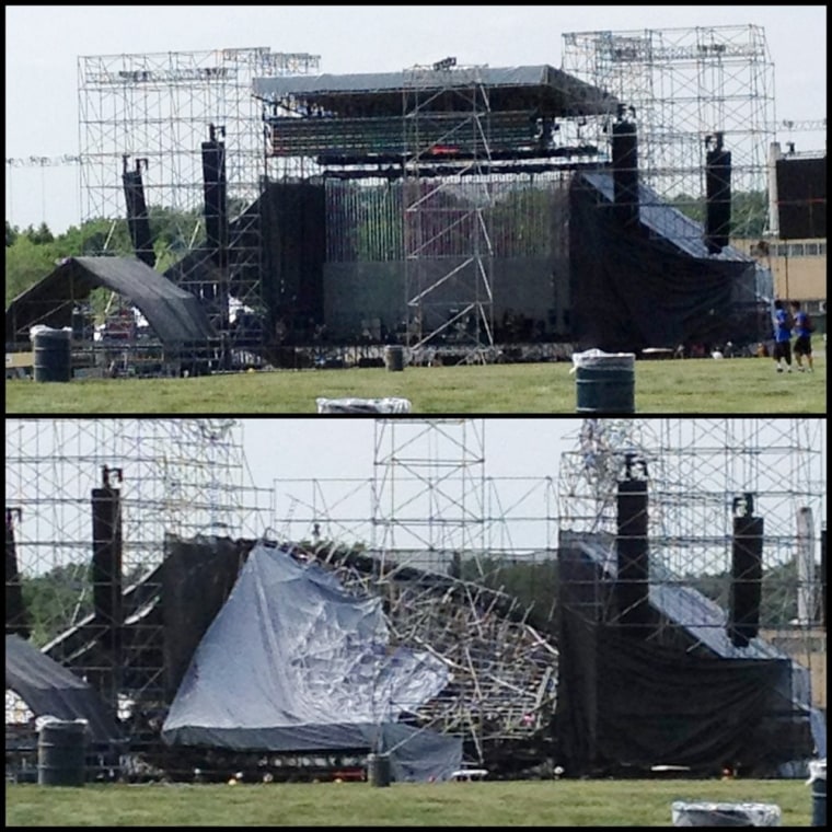 The stage at Downsview Park in Toronto is shown in this combination photograph before (top) and after it collapsed on Saturday, June 16, 2012.