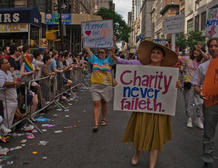 Among the signs the group carried in the June 24 NYC Pride March were