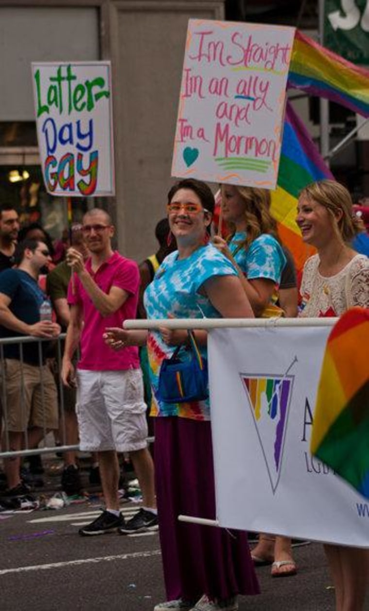 Straight, gay and lesbian Mormons marched together in the NYC Pride March on Sunday, June 24.