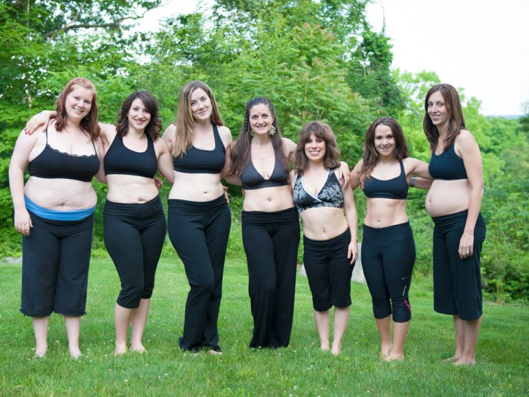 Let your goddess flag fly, mamas: Frustrated with images of celebrity moms showing off their flat tummies, a group of moms decided to bare their bellies for a photo shoot.