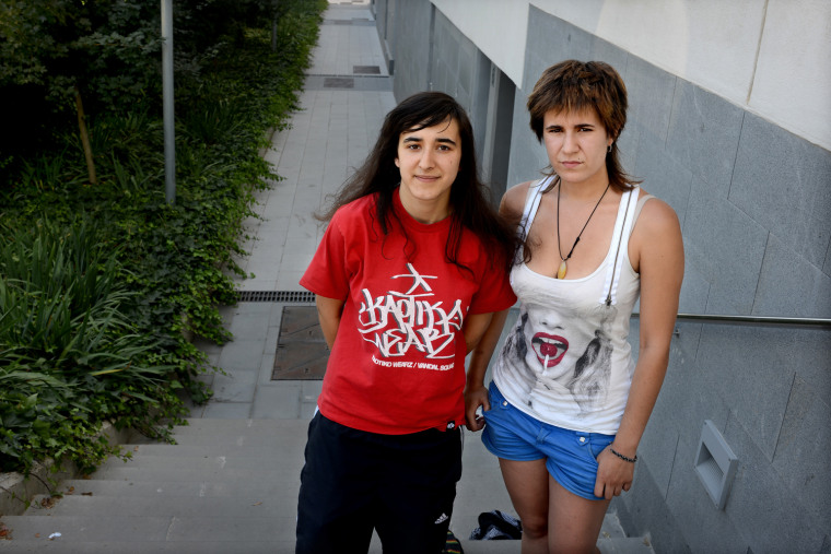 Marisol Martin, right, has been encouraged by her father to leave Spain. Her friend Laia Moreno also has little optimism about the future in her homeland.
