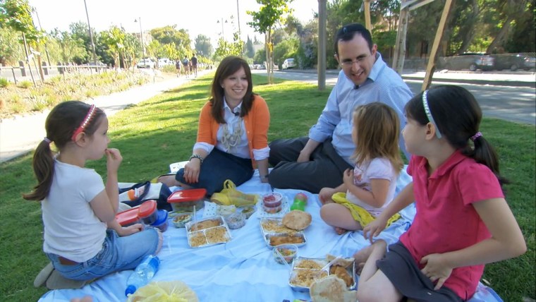 Aviva and Seth Goldstein with their three daughters in Jerusalem.