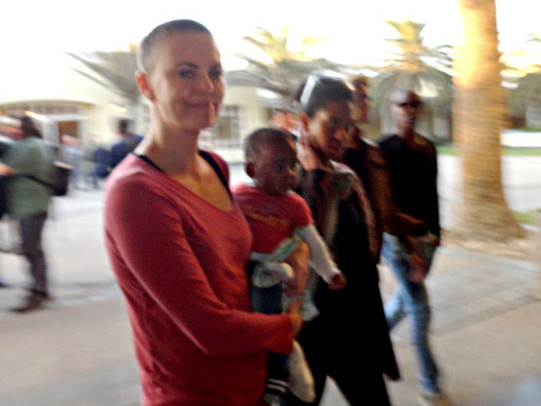 Actress Charlize Theron is seen in Namibia with her son, Jackson.