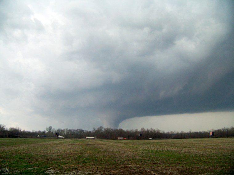 tornado spotted two miles west of henryville, Ind. before it crossed I-65 on March 2, 2012. This tornado was part of a series of powerful storms stretching from the U.S. Gulf Coast to the Great Lakes in the north which wrecked two small towns and killed at least eight people Friday.