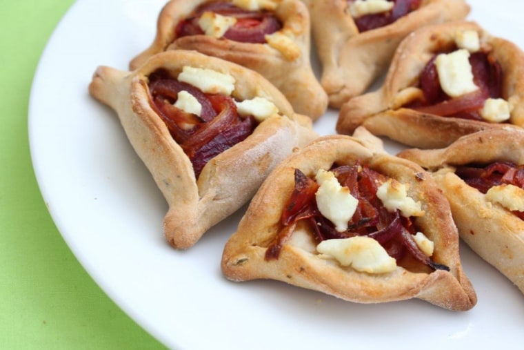 Try hamantaschen that takes its cue from pizza toppings, including caramelized onions, tomatoes and goat cheese.