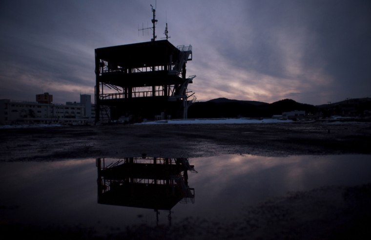 Remains of town hall stand in Minamisanriku, Miyagi, Japan on Feb 5, 2012. A massive tsunami hit northern Japan on March 11, 2011 sweeping away the entire town, killing over 800 including 20 who remained in the building. Photo by Kuni Takahashi