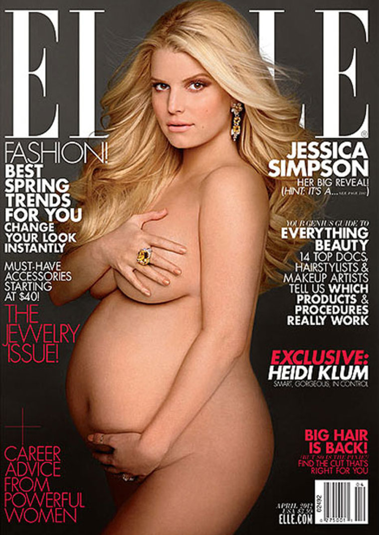 Pregnant Jessica Simpson poses nude for Elle, says shes having a girl image