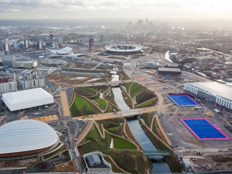 LONDON - DECEMBER 5: In this handout image provided by the Olympic Delivery Authority, an aerial view looking south reveals a view of Parklands in the London 2012 Olympic Games Park on December 5, 2011 in London, England. The London Organising Committee of the Olympic and Paralympic Games (LOCOG) today re-released the new aerial images showing the transformation of the Olympic Park on the eve of Olympic and Paralympic year. (Photo by Anthony Charlton/Olympic Delivery Authority via Getty Images)