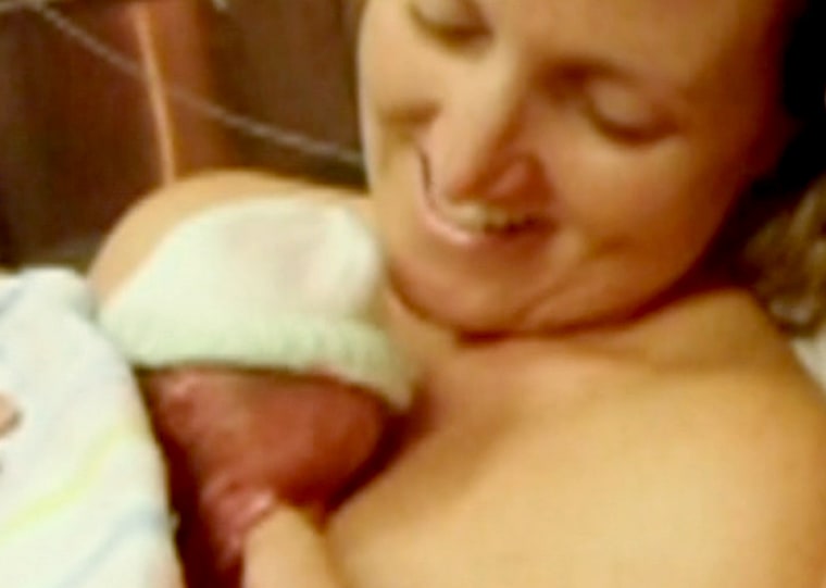 Kate Ogg and Jamie, moments after the premature infant came \"back to life\" in her arms. The science behind skin-to-skin contact for newborns, especially preemies, is well documented, but it's still not the standard of care in most hospitals.