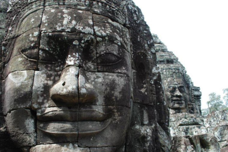 The smiling faces of Bayan in the Angkor Wat Archaeological Park in Cambodia.