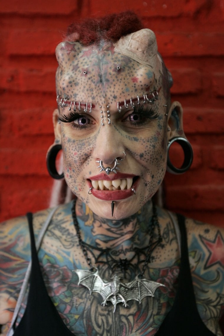 Maria Jose Cristerna, a mother of four, tattoo artist and former lawyer, poses for a photograph in Guadalajara March 8, 2012. Cristerna, who is dubbed