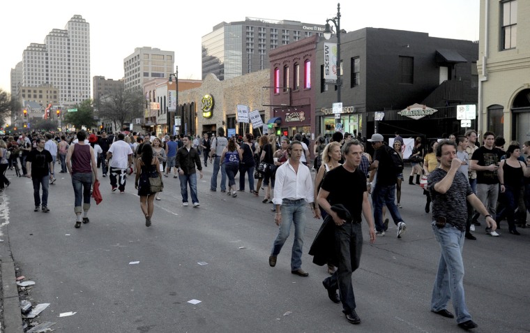 AUSTIN, TX - MARCH 18: Atmosphere on 6th Street at SXSW 2011 on March 18, 2011 in Austin, Texas. (Photo by Tim Mosenfelder/Getty Images)