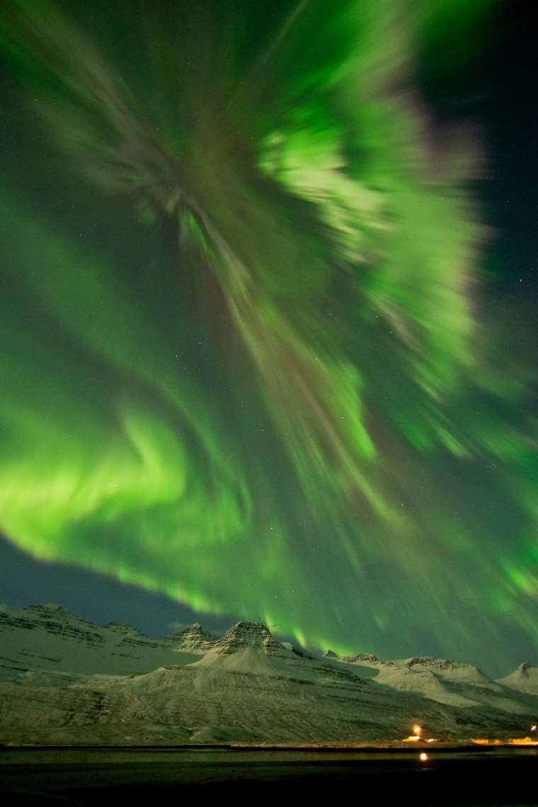 Jonina Oskarsdottir captured this picture of the northern lights over Faskrudsfjordur, Iceland.