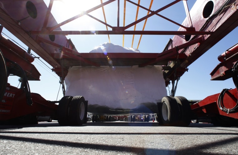The 340-ton megalith rock, which is to be part of artist Michael Heizer's artwork