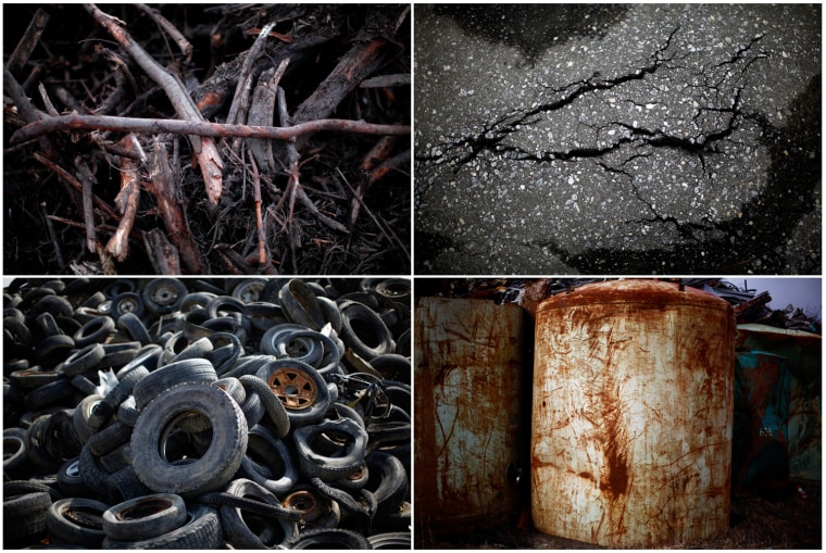 Combination picture shows remains from the March 11, 2011 earthquake and tsunami in Ofunato and Rikuzentakata, Iwate Prefecture. With a minute of silence, tolling bells and prayers, Japan on Sunday marks the first anniversary of a massive earthquake and tsunami that killed thousands and set off a nuclear crisis that shattered public trust in atomic power and the nation's leaders. A year after the magnitude 9.0 earthquake unleashed a wall of water that ripped through Japan's northeastern coast, killing nearly 16,000 and leaving nearly 3,300 missing, the nation is still grappling with its human, economic and political costs. Pictures taken March 9, 2012 (bottom L and bottom R) and March 10, 2012. REUTERS/Carlos Barria (JAPAN - Tags: DISASTER ANNIVERSARY)