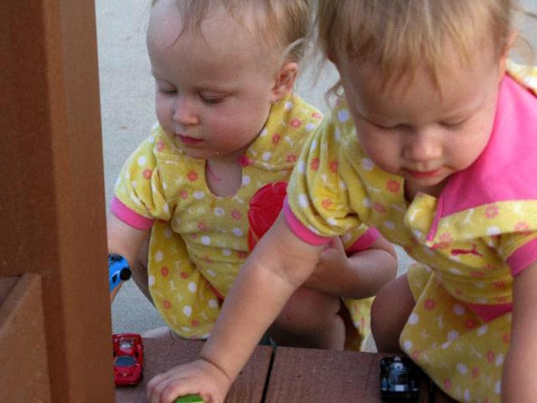Twins are Ebie and Jane Canterbury, 18 months, in about 2008.