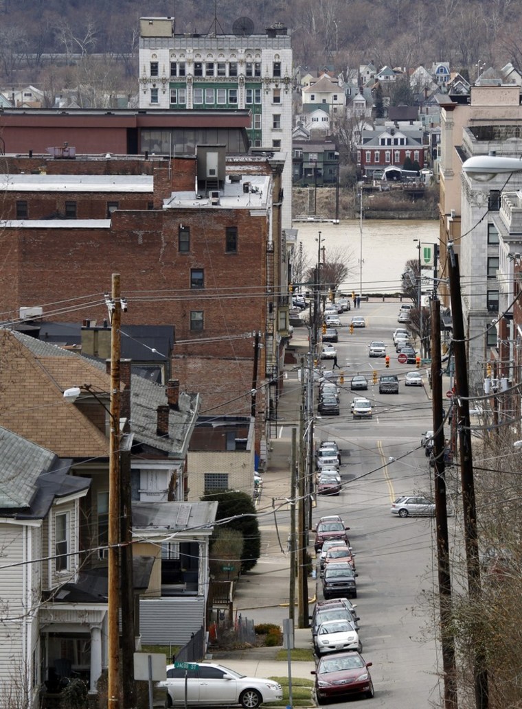 A general view of Wheeling, West Virginia in this undated photograph. The town is emblematic of the economically struggling region it sits in, and could get a big boost from a new Shell chemical plant planned for the area. Real estate agents, restaurants, banks and others report a business jump that they expect to be made permanent by the arrival of chemical plants. To match Feature APPALACHIA-CHEMICAL/PLANT REUTERS/Jason Cohn (UNITED STATES - Tags: BUSINESS INDUSTRIAL SOCIETY)