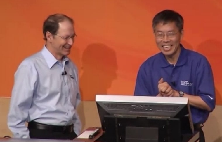 Image: Image of Frank Soong and Rick Rashid on stage.