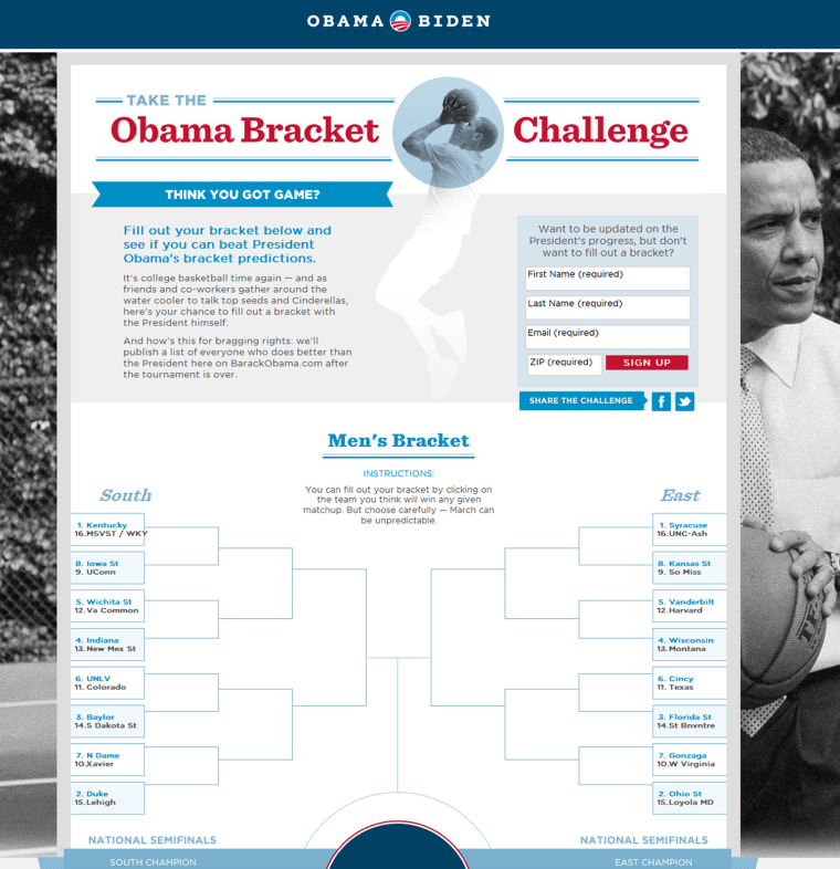 Obama has March Madness, and his own bracket