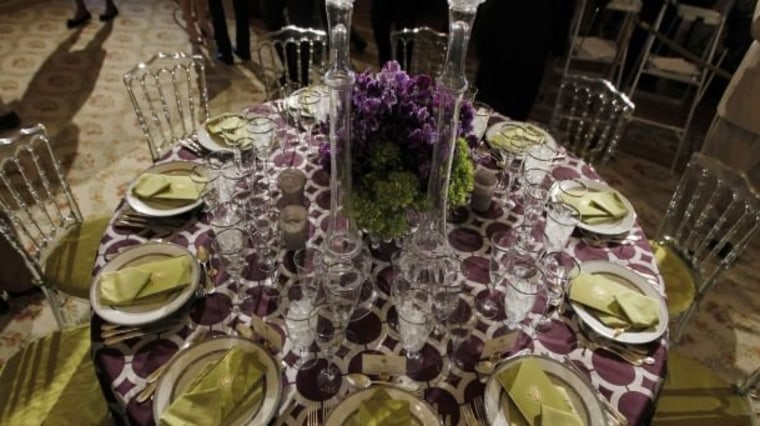 Table settings for Wednesday night's White House state dinner.