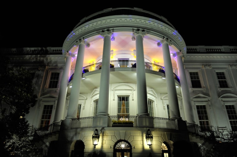 The White House is awash with color for the State Dinner for British Prime Minister David Cameron with President Barack Obama at the White House in Washington, Wednesday, March 14, 2012. (AP Photo/Susan Walsh)