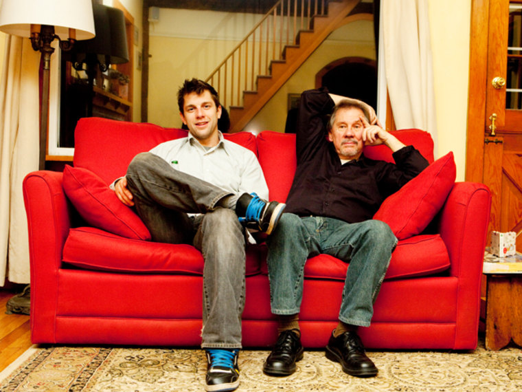 father, son, couch, home,