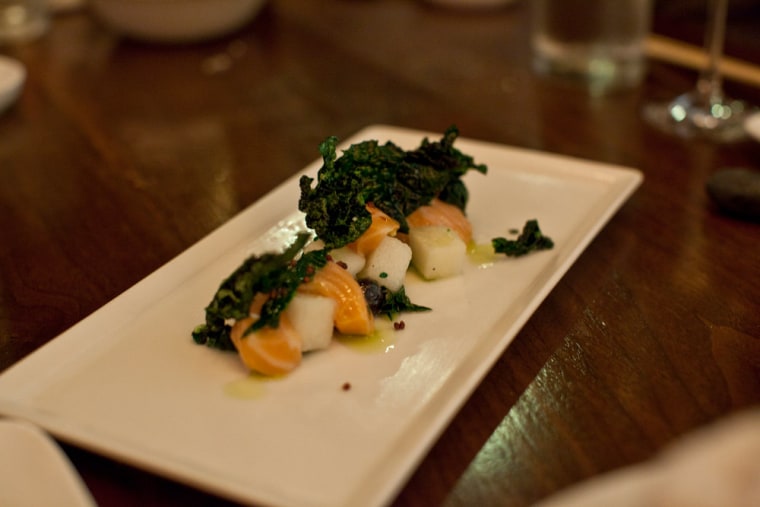 The yokai berry, featuring Atlantic salmon, kale and Asian pear in a yuzu sauce.