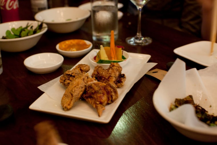 Uchiko's take on fried chicken, paired with pickled vegetables.