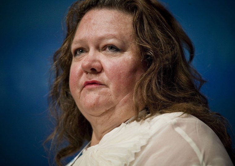 epa03142699 (FILE) Gina Rinehart, Chair of Hancock Prospecting, speaks during a business session in Perth, Australia, 26 October 2011. Rinehart, Australia's richest person, fights in court with three of her children over the leadership of Hancock Prospecting Pty Ltd (HPPL), the mining business she has run for the past 20 years. Her three oldest children have taken action in the New South Wales Supreme Court to oust their mother as head of the trust fund that owns 23 per cent of HPPL. The court case has moved reclusive Rinehart from the business pages to the front pages. With the initial block on reporting removed on 10 March 2012, the family squabble is out in the open. Private correspondence is now in the public domain and the tabloids are going to town over the notion of bratty kids being kept away from a thriving family business. EPA/TONY MCDONOUGH AUSTRALIA AND NEW ZEALAND OUT