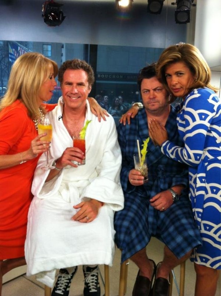 Double date! @KathieLGifford #willferrell #nickofferman @hodakotb...love a low maintenance guy, but robes? Ha ha