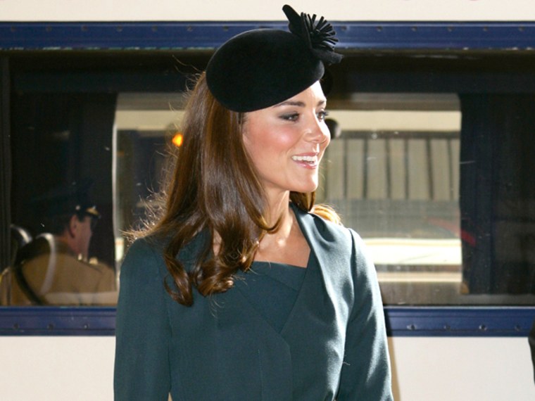 LEICESTER, UNITED KINGDOM - MARCH 08: (EMBARGOED FOR PUBLICATION IN UK NEWSPAPERS UNTIL 48 HOURS AFTER CREATE DATE AND TIME) Catherine Duchess of Cambridge arrives at Leicester Train Station as she accompanies Queen Elizabeth II and Prince Philip, Duke of Edinburgh on a visit to Leicester on the first date of Queen Elizabeth II's Diamond Jubilee tour of the UK on March 8, 2012 in Leicester, England. (Photo by Indigo/Getty Images)