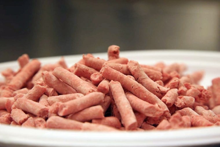 In this undated image released by Beef Products Inc., boneless lean beef trimmings are shown before packaging.