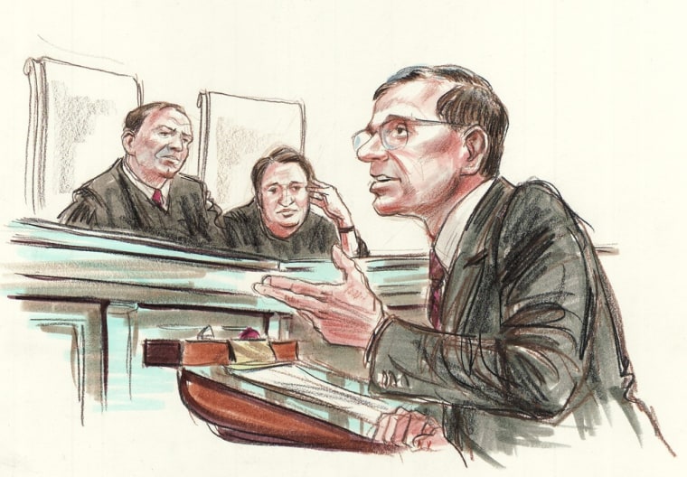 Gregory Katsas speaks March 26, 2012 as Associate Justice Sonia Sotomayor and Associate Justice Samuel Alito Jr. listen at the Supreme Court in Washington.