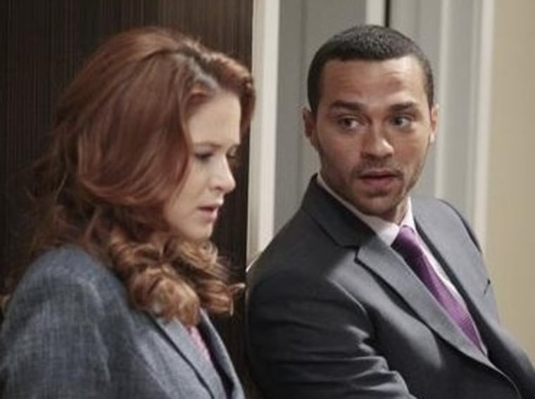 Kepner (Sarah Drew) makes a surprising reveal to Avery (Jesse Williams) right before they take the board exams on \"Grey's Anatomy.\"