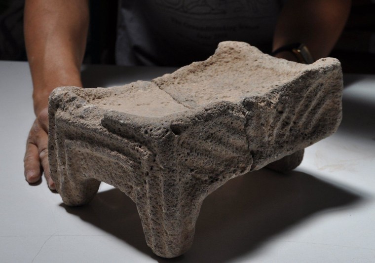 This basalt altar was found during excavations at Khirbet Qeiyafa.