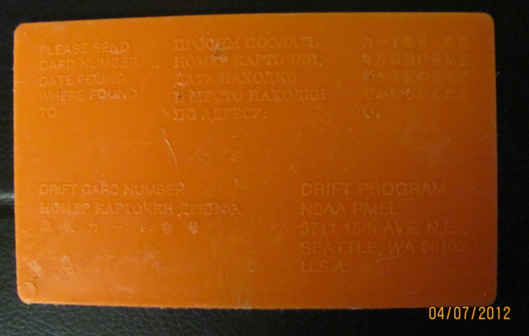 This plastic card may have traveled 88,000 mile, according to oceanographer Curtis Ebbesmeyer.