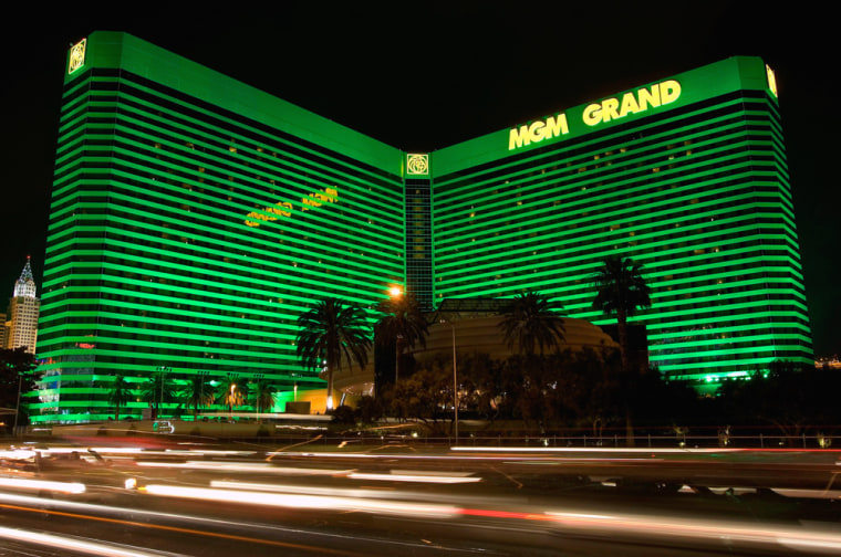 Traffic on Tropicana Avenue in Las Vegas, Nevada, passes in front of the MGM Grand.