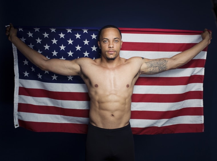 Sprinter Wallace Spearmon poses for a portrait at the Olympic Media Summit.