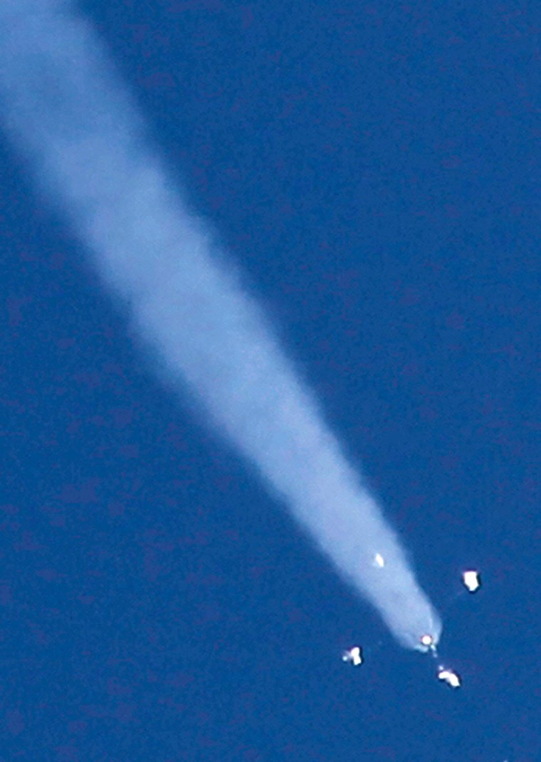 The Soyuz TMA-04M rocket blasts off from the Baikonur cosmodrome in Kazakhstan on Monday night.