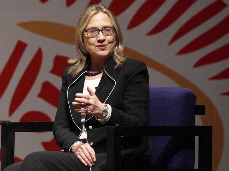 U.S. Secretary of State Hillary Clinton speaks to students at the Dhaka International School in Dhaka May 6, 2012.