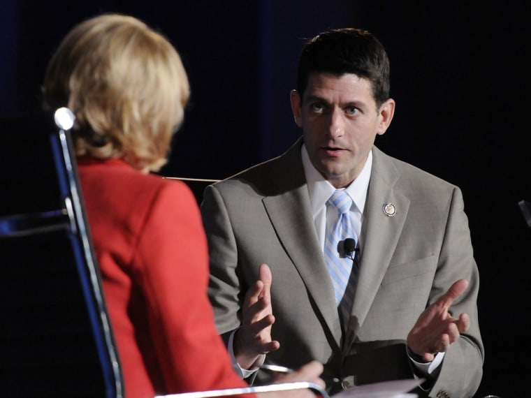 Rep. Paul Ryan, R-Wis., participates in an onstage interview during the Peterson Foundation 2012 Fiscal Summit May 15 in Washington.