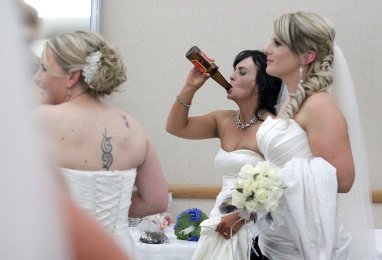 Farm worker Katrina Hayman, who was photographed drinking a beer at the Taranaki Bride of the Year competition, says no-one would have criticized her for sipping a glass of wine.