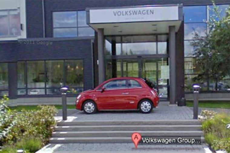 That's a Fiat 500, not the VW Up! in front of the German maker's Swedish HQ.