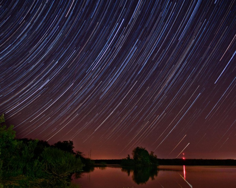 Star trails by the  LaDue Reservoir in Ohio