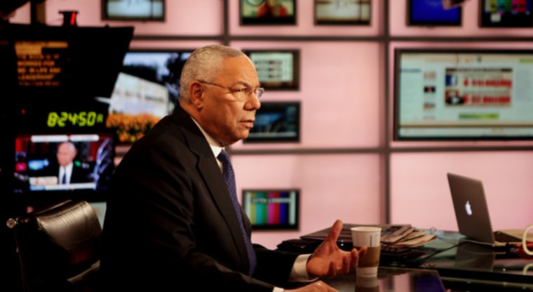 Former Secretary of State Colin Powell on the set of Morning Joe