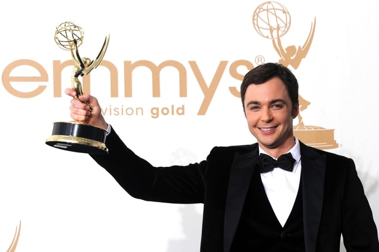 Actor Jim Parsons of \"The Big Bang Theory\" poses after winning outstanding lead actor in a comedy series during the Primetime Emmy Awards Sept. 18.