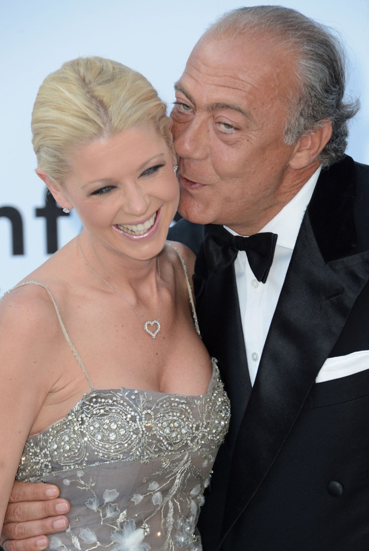 Actress Tara Reid and Fawaz Gruosi arrive at amfAR's Cinema Against AIDS event during the 65th Cannes Film Festival in Cap D'Antibes, France, on Thursday.