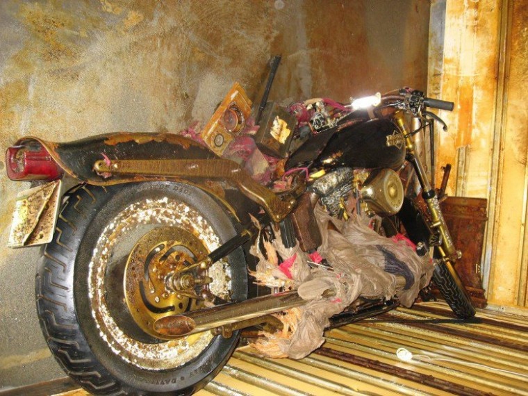 A rust-encrusted Harley-Davidson motorcycle that was swept away by the Japan tsunami in March 2011 was found by Peter Mark in April, washed up on an island off the coast of British Columbia. It's now headed to a Harley museum.