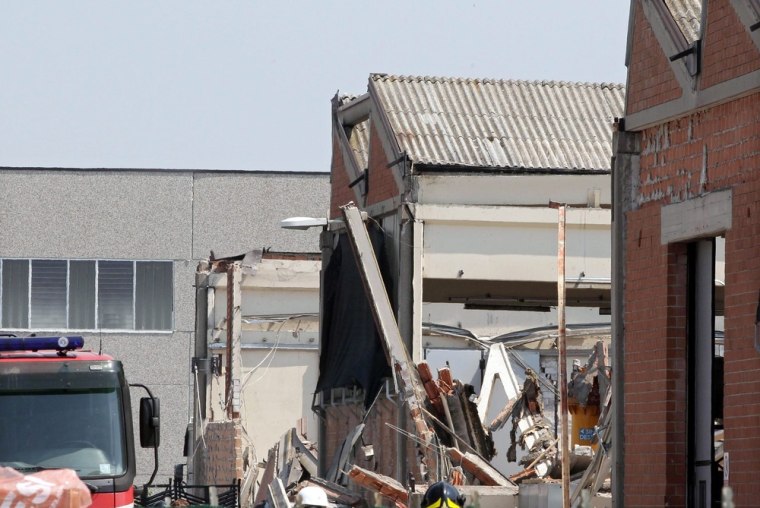 A damaged factory building in San Felice on May 29, 2012.